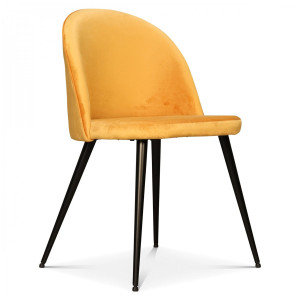 Chaise au design vintage en velours en couleur jaune
