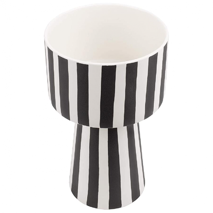 Vase en céramique rayé noir et blanc, Manège