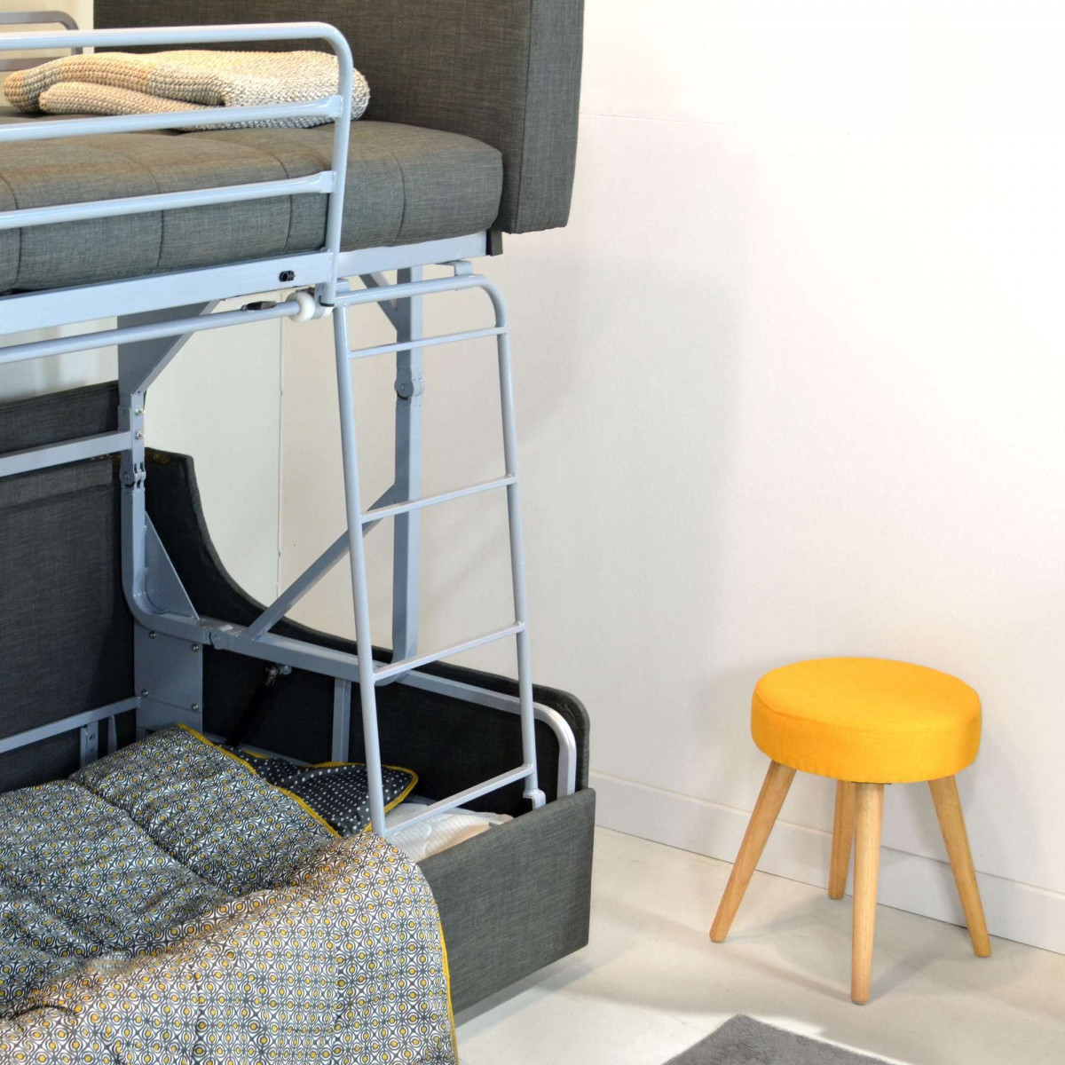 Canapé-lit IKEA Convertible Gris 175cm Avec Rangement Pour 4 Personnes