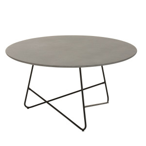 Table rond couleur gris en fond blanc