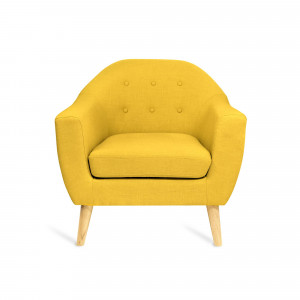 fauteuil en tissu en fond blanc jaune