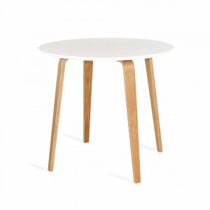 Table ronde scandinave en bois couleur blanc