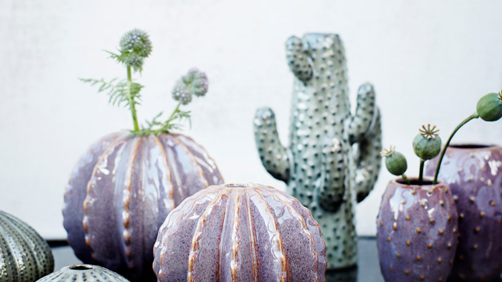 Vase en forme de cactus en céramique, Sasul